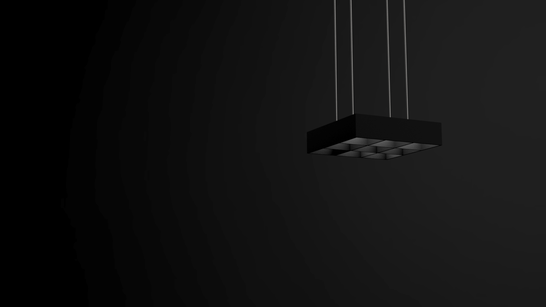 Grid Lamp - 3D printed light with 3x3 grid of illuminated cells, isometric view